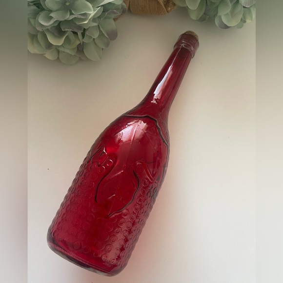 Red Glass bottle 12” high - Picture 3 of 4